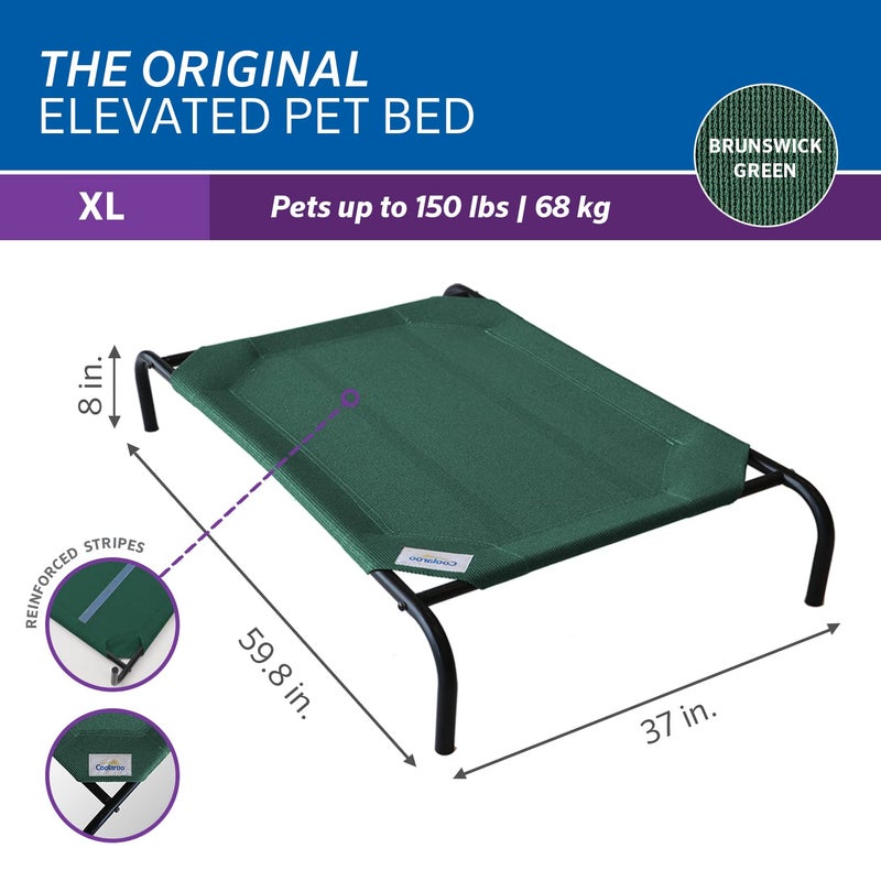 Coolaroo Original Elevated Dog Bed - Breathable Off-The-Ground Pet Bed with Cooling Fabric, Joint Relief & Moisture-Resistant Fabric, 100% Recyclable, Easy Clean, Brunswick Green, Extra Large - Image 3